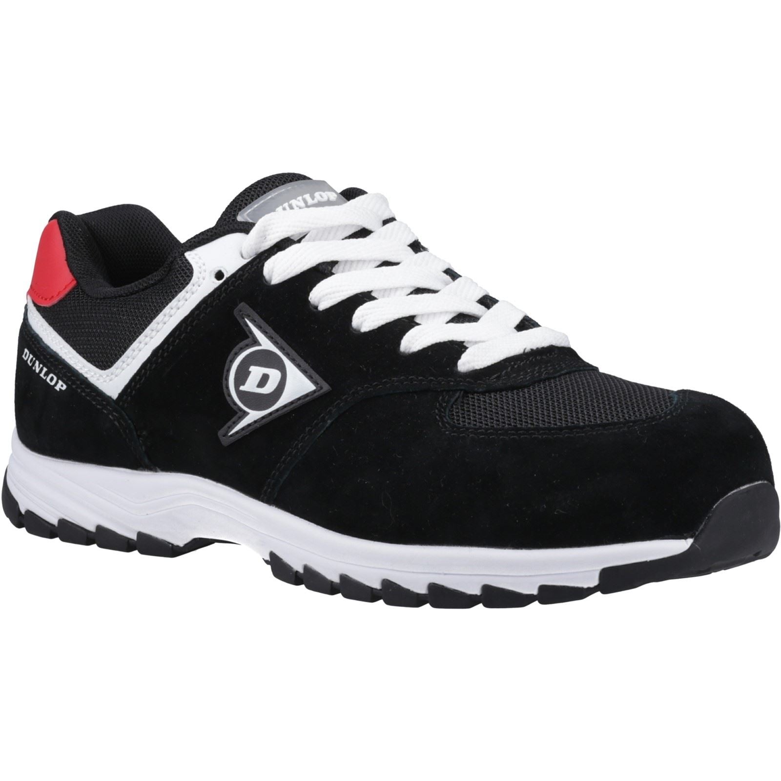 Dunlop Arrow Wildleder Herren Sicherheits-Sneaker In Schwarz/Rot/Weiß