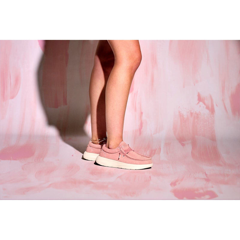HEYDUDE Wendy COMF Suede Damen Mokassins Aus Leder In Rosé Pink/Whisper Pink