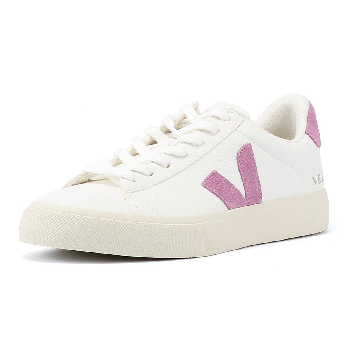 Veja Campo Leder Damen Turnschuhe In Weiß/Maulbeere
