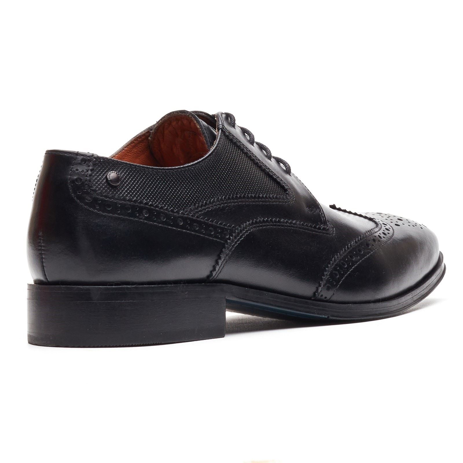 Base London Steeple Brogue Leder Herren Schwarze Brogues Schuhe