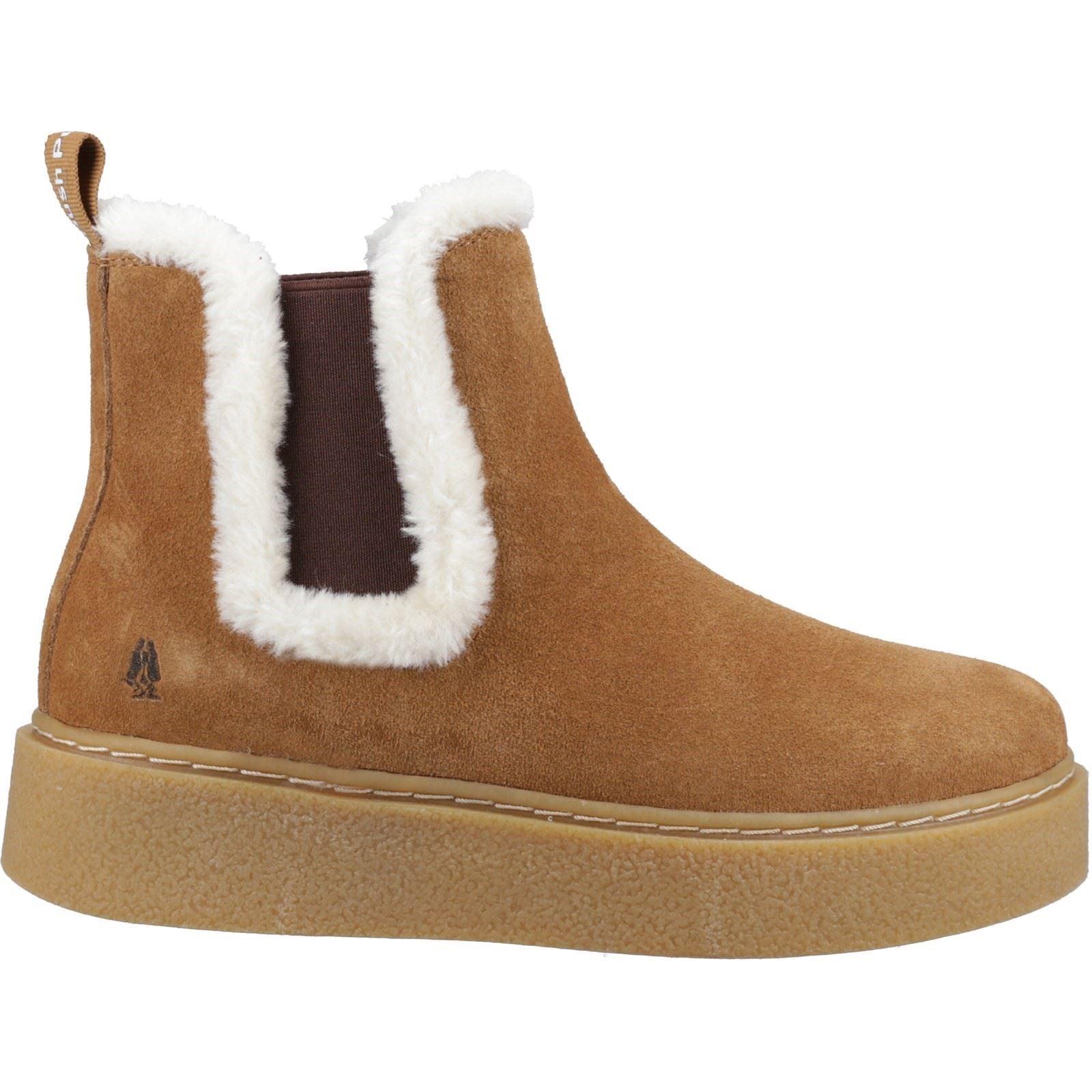 Hush Puppies Bella Damen Wildleder Flache Chelsea Stiefel in Tan
