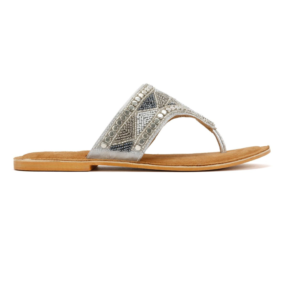 Tower London Wide Vamp Toepost Damen Silber Sandalen