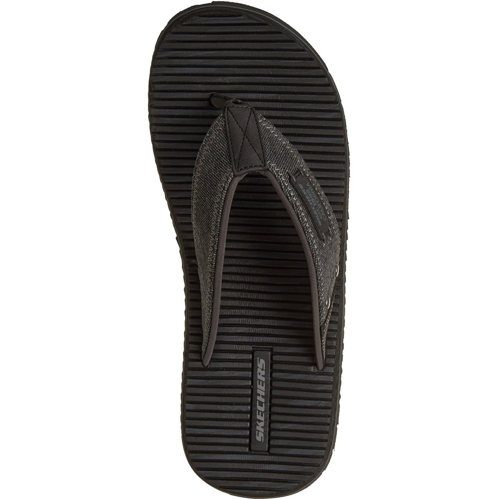 Skechers Quill Textile Herren Schwarze Flip-Flops