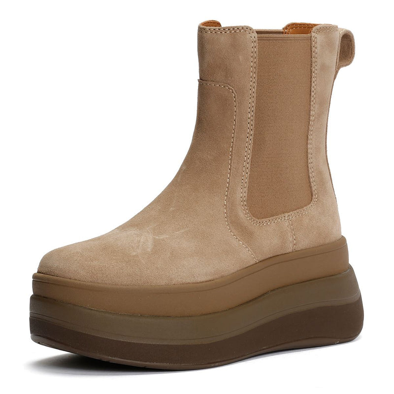 FitFlop F-Mode Wildleder Damen Stiefel In Beige