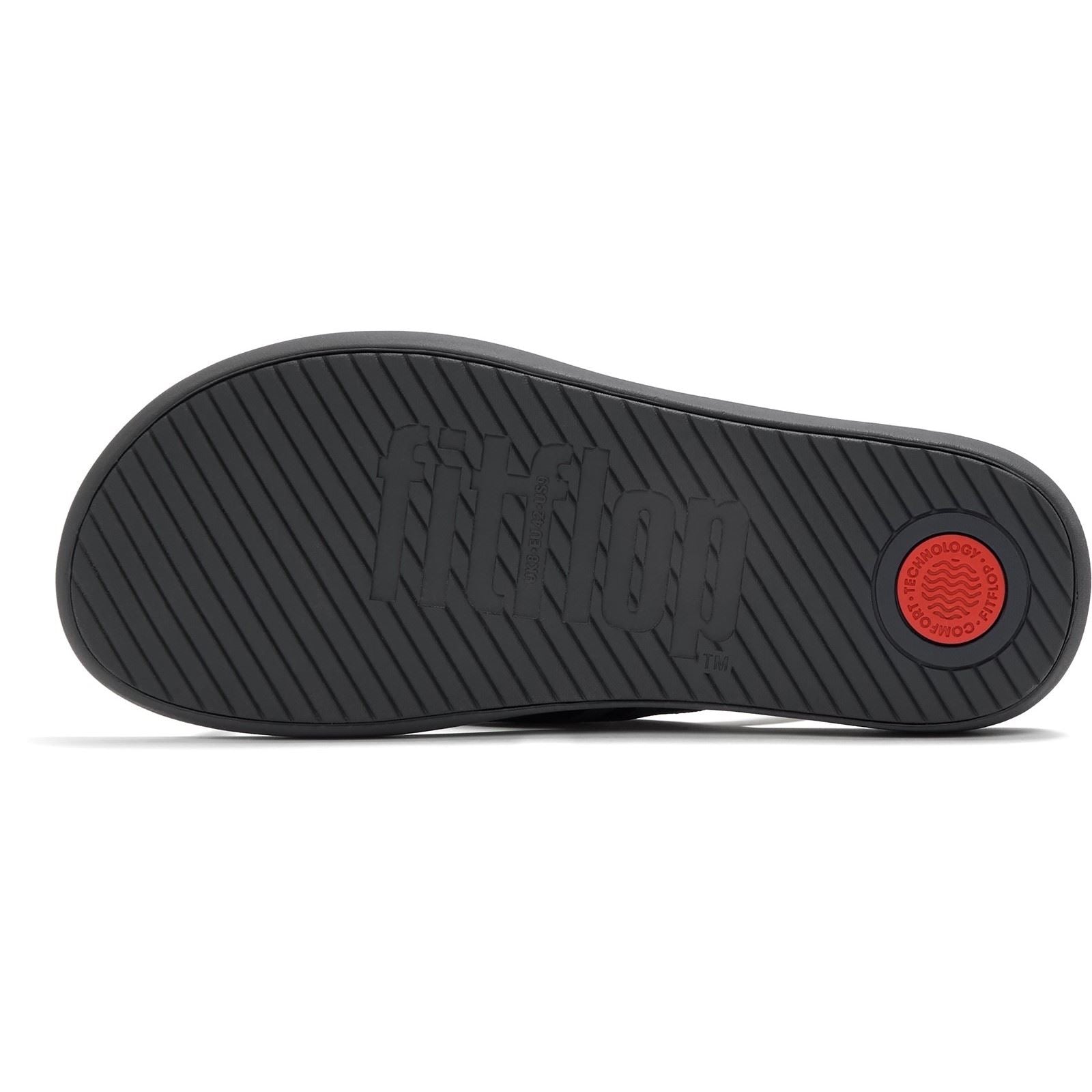 Fitflop iQushion Polyester Herren Flip Flops Schwarz/Graufleck