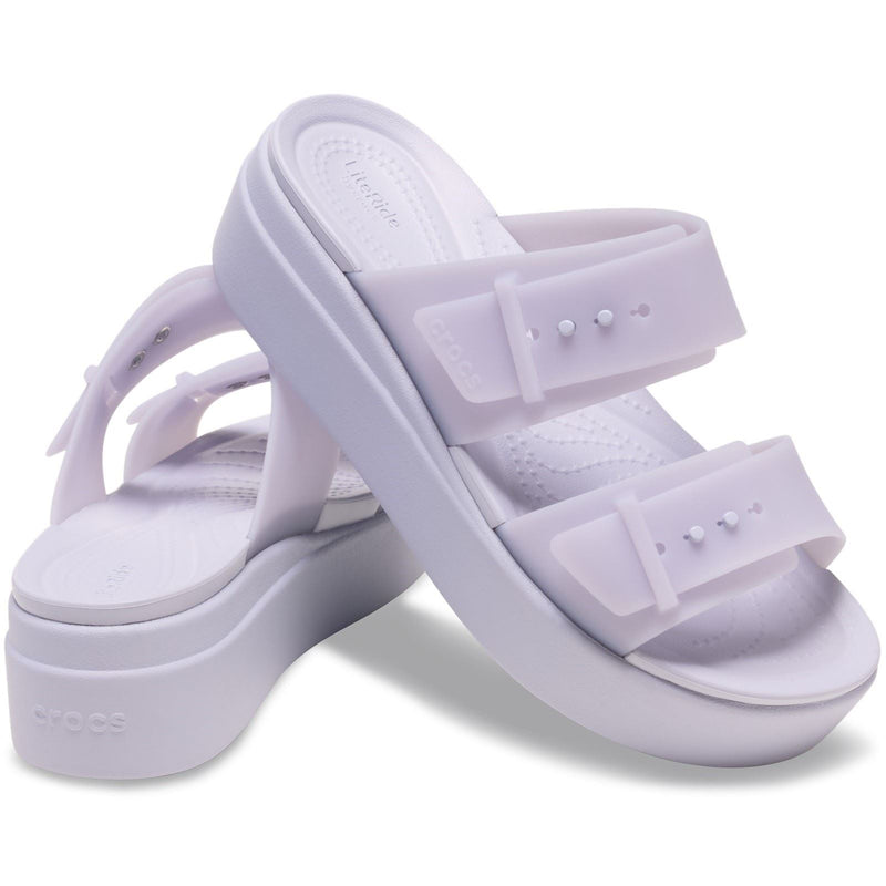 Crocs Brooklyn Buckle Low Wedge Damen Sandalen Lila Mond