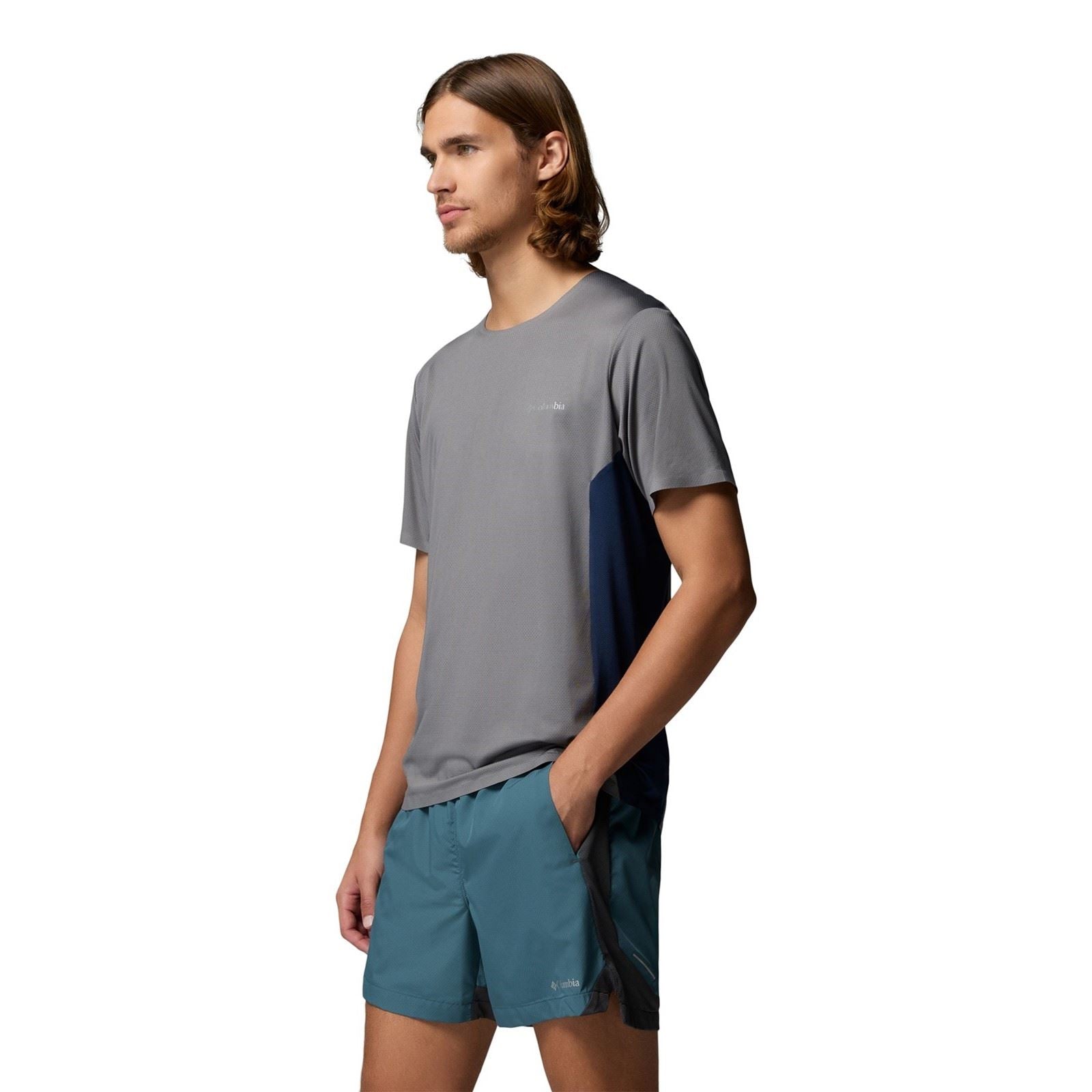 Columbia Three Pitch SS Crew Polyester Herren Graue Activewear T-Shirts