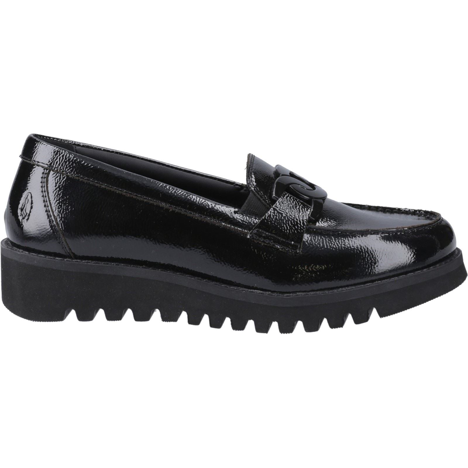 Hush Puppies Francis Loafer Patent Mädchenschwarze Slipper Aus Leder