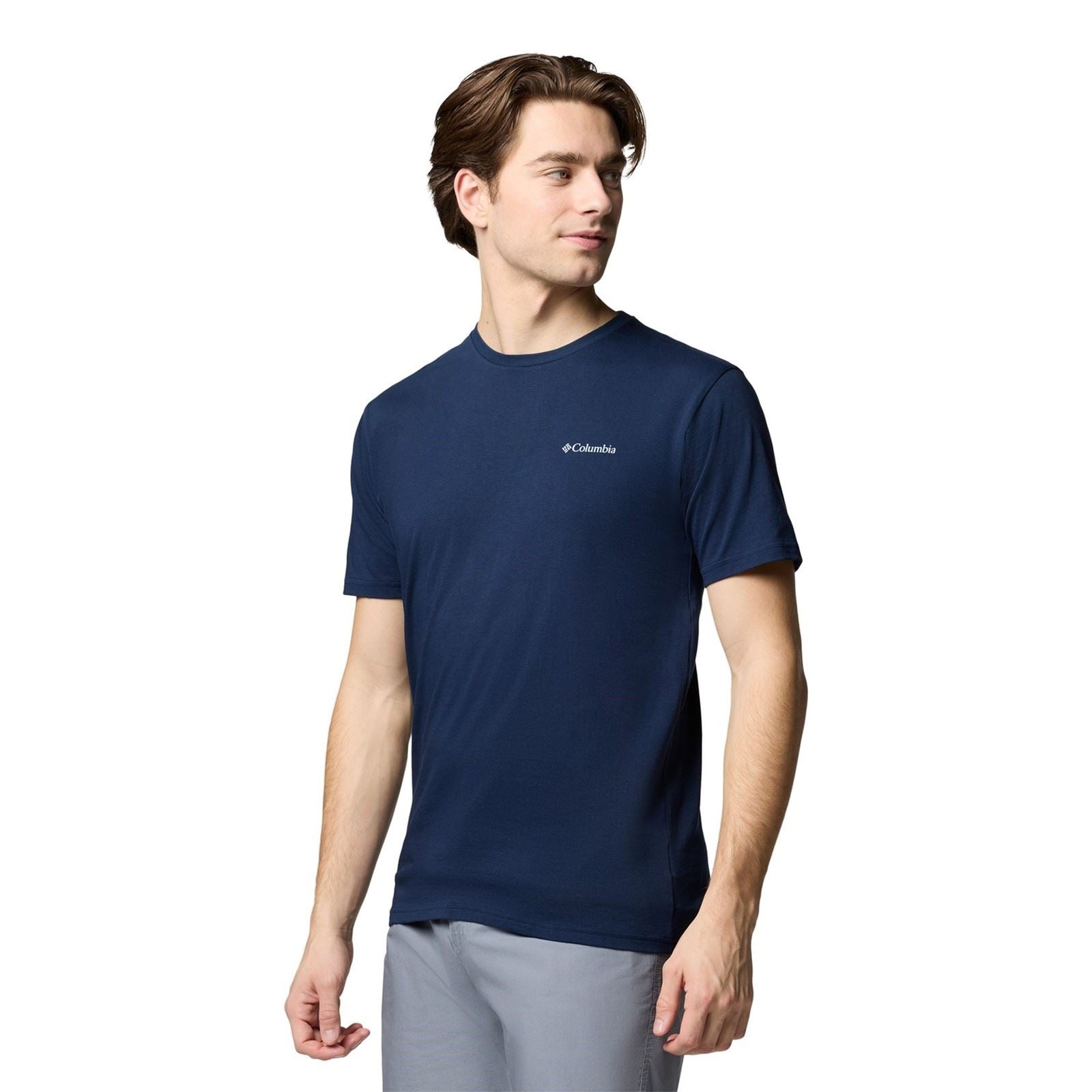 Columbia North Cascades Short Sleeve Tee Baumwoll Herrenblaue T-Shirts Mit Kurzen Ärmeln