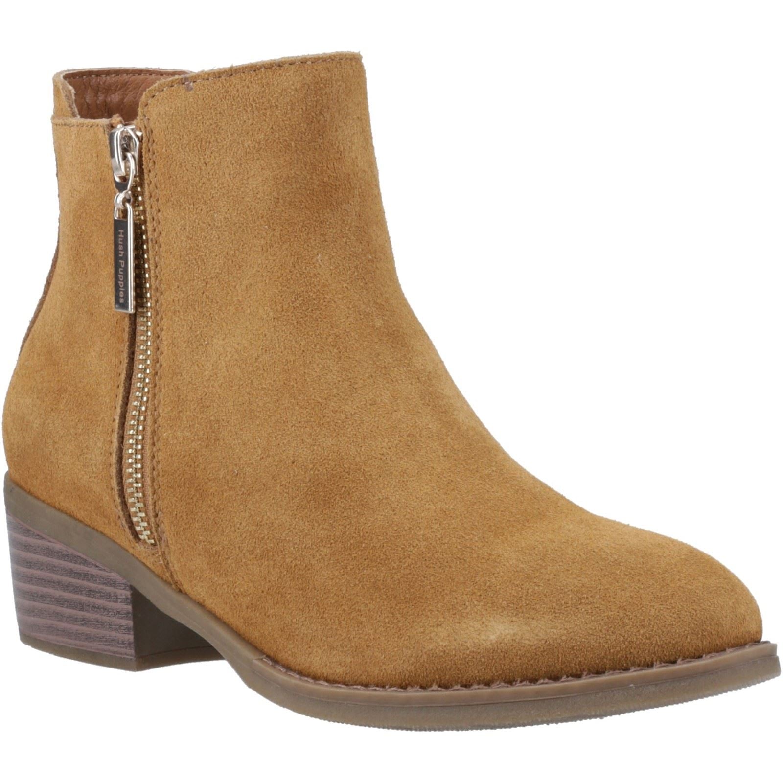 Hush Puppies Ingrid Damen Wildleder Stiefeletten mit Absatz in Hellbraun
