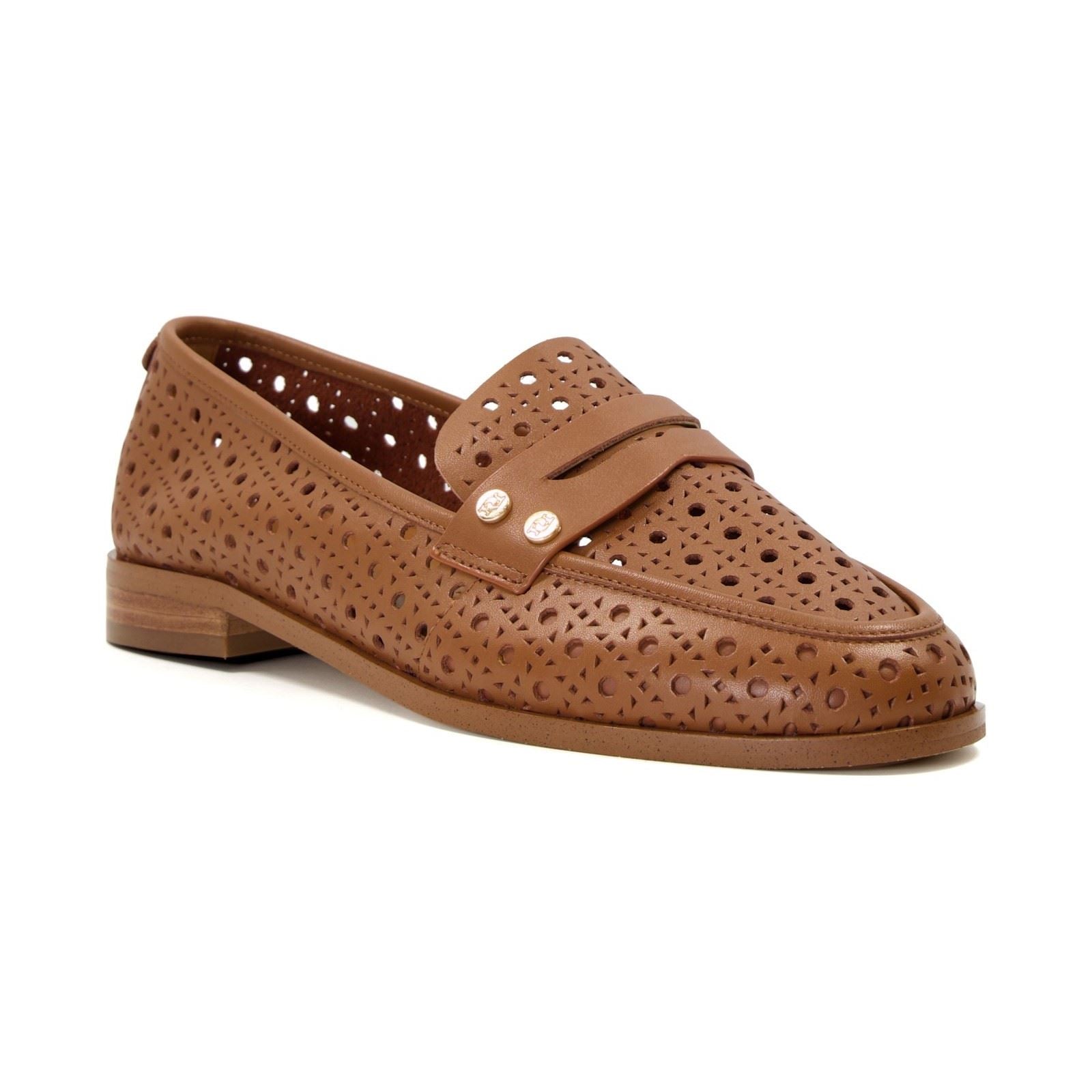 Dune Glimmered Leder Damen Loafer In Tan