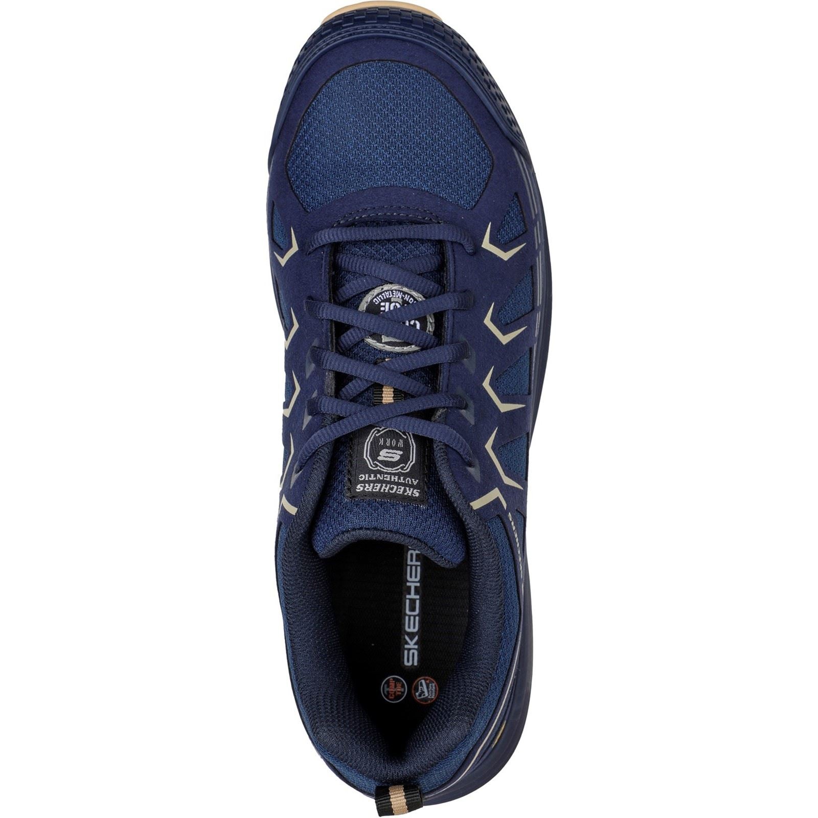 Skechers Workwear Malad II Textile Herren Sicherheits Sneaker In Marineblau/Tan