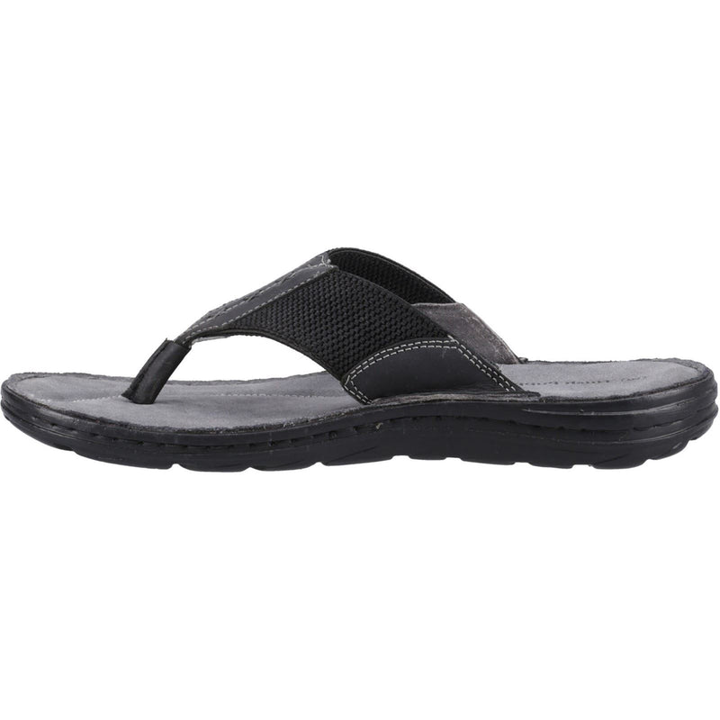 Hush Puppies Alan Toepost Herren Flip-Flops Aus Schwarzem Leder