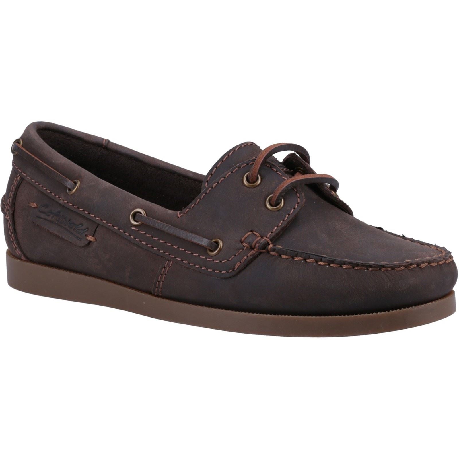 Cotswold Waterlane Leder Damen Braune Bootsschuhe