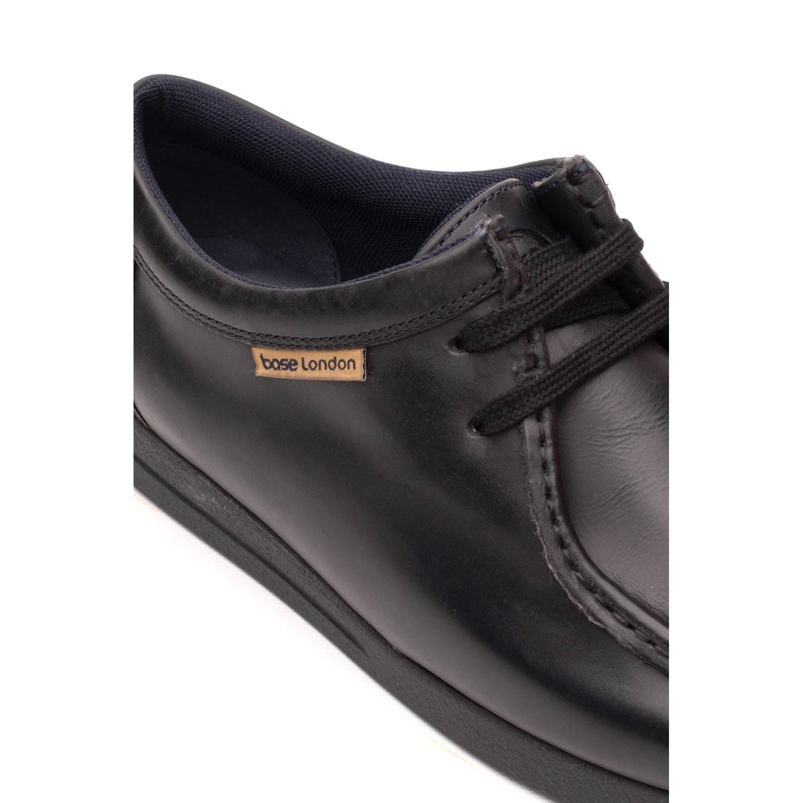 Base London Koko Leder Herren Schwarz Mokassins Schuhe