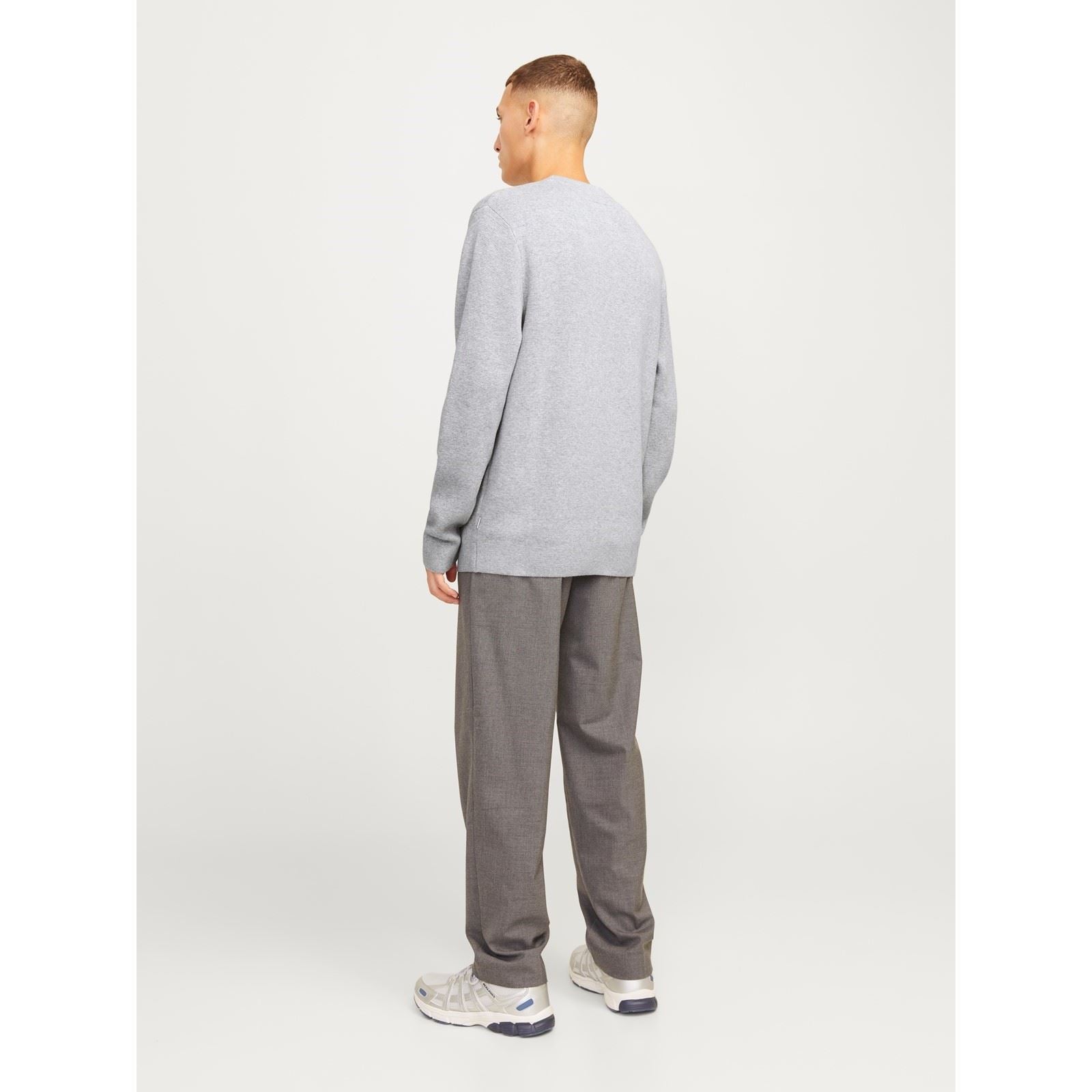 Jack & Jones Milano Stitch Baumwoll Herren Grauer Pullover