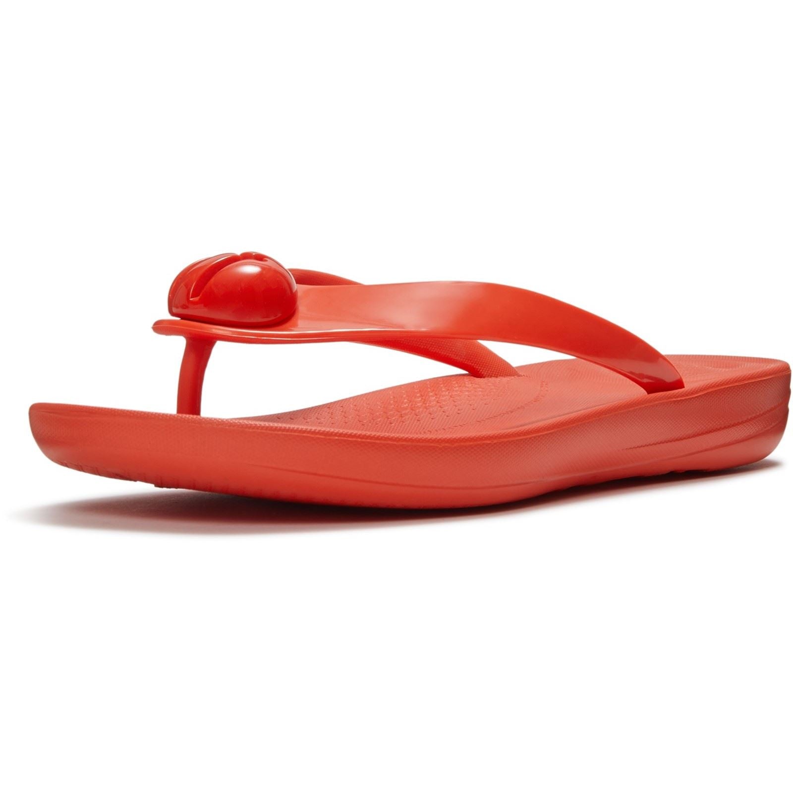 Fitflop iQushion Glossy-Button Polyurethan Damen Flip-Flops Kirschtomate