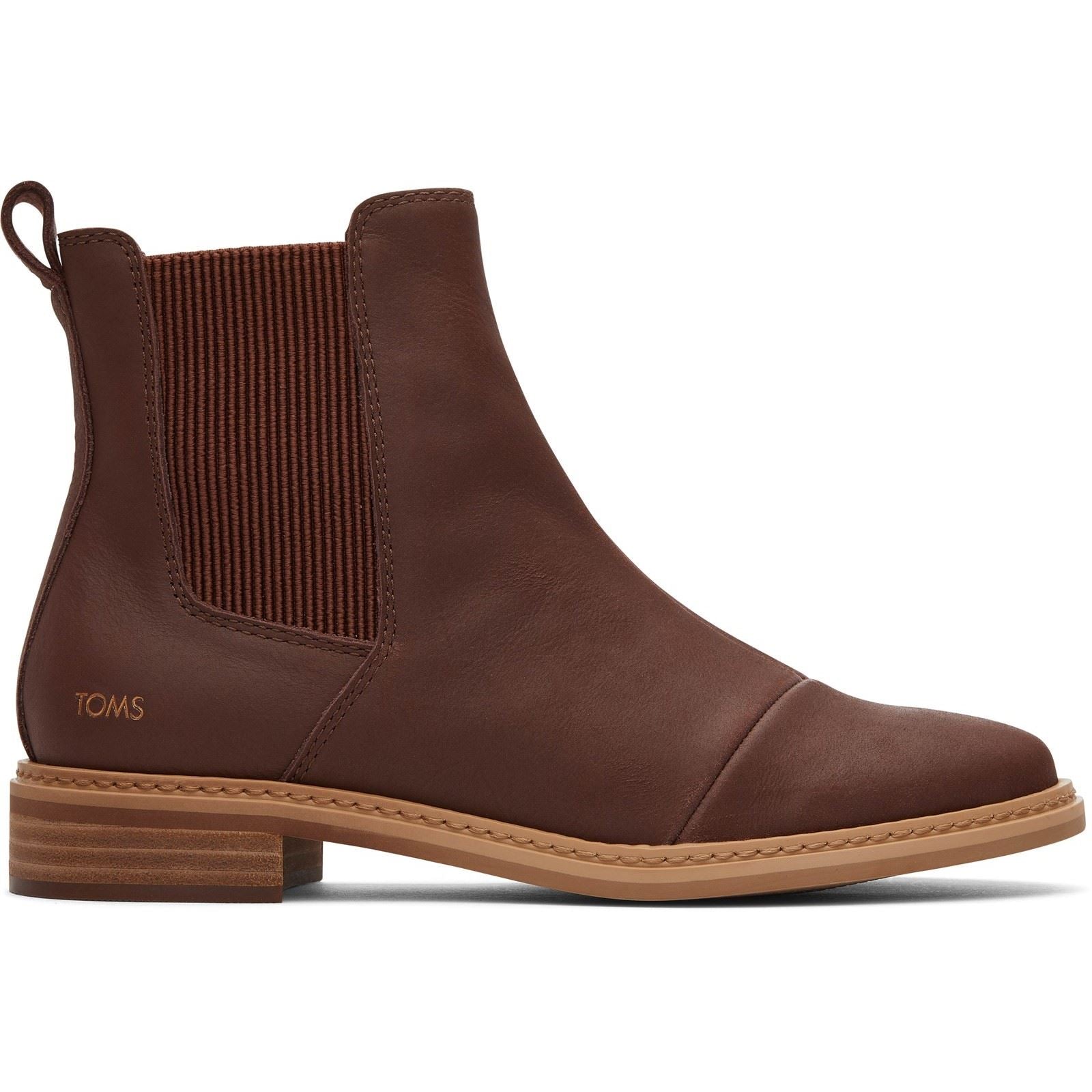 TOMS Charlie Leder Damen Kastanienfarbene Absatz Chelsea Stiefel