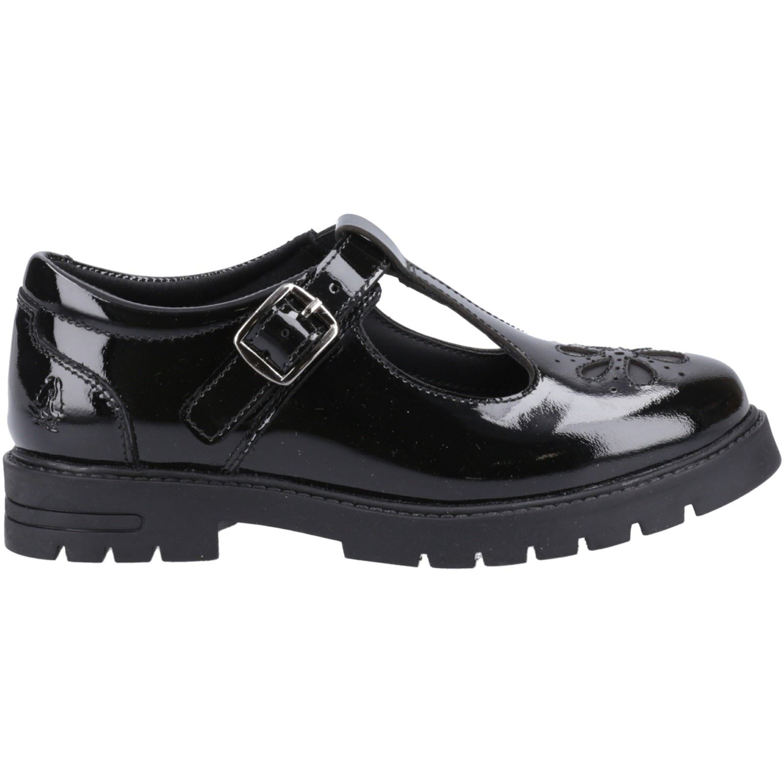 Hush Puppies Fiona Patent Junior Mädchenschuhe Aus Schwarzem Leder
