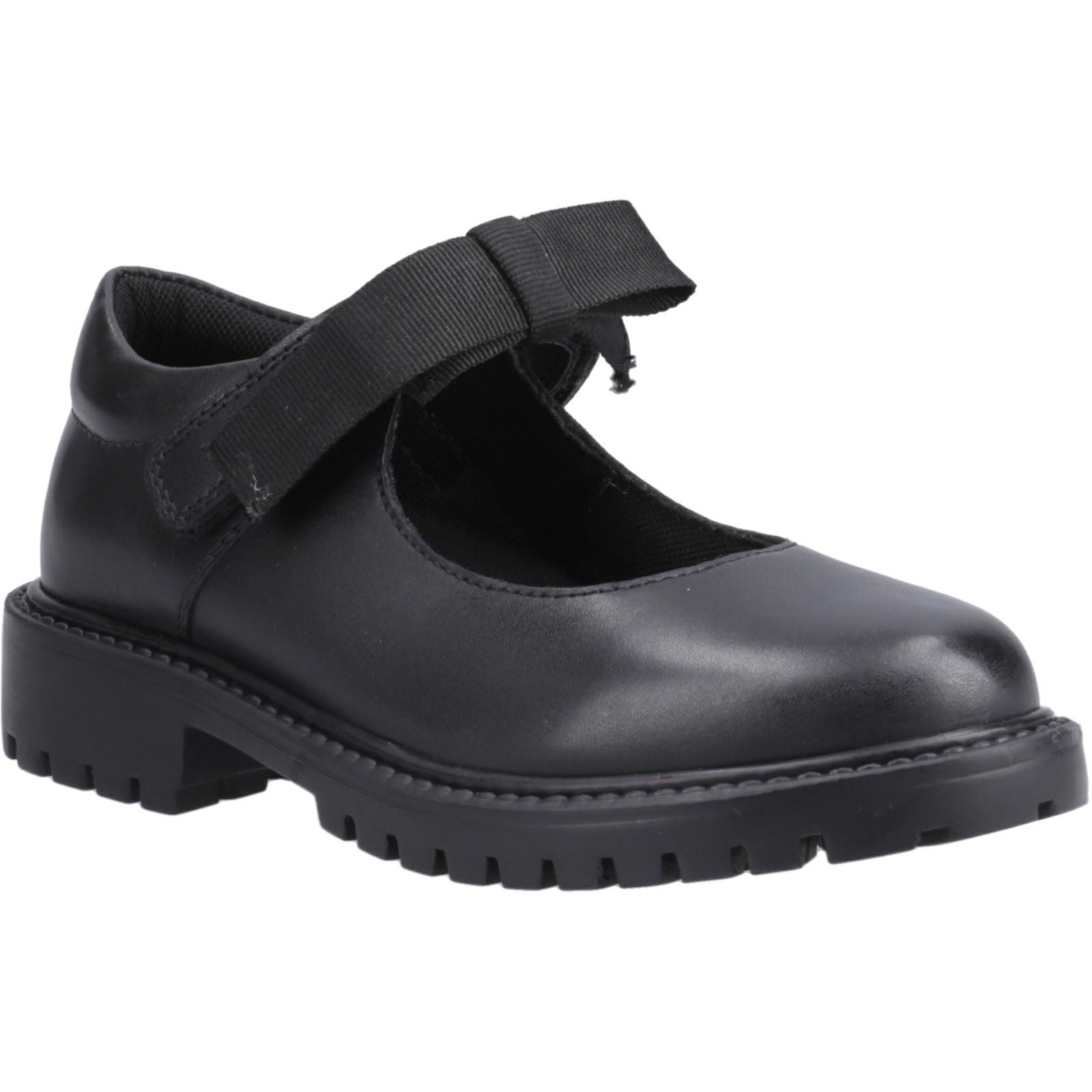 Hush Puppies Astrid Bow Mädchenschuhe Aus Schwarzem Leder