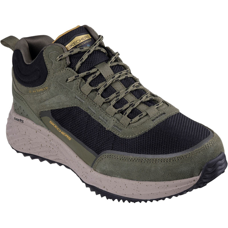 Skechers Bounder Rse Leder Herren Wanderstiefel In Oliv/Schwarz