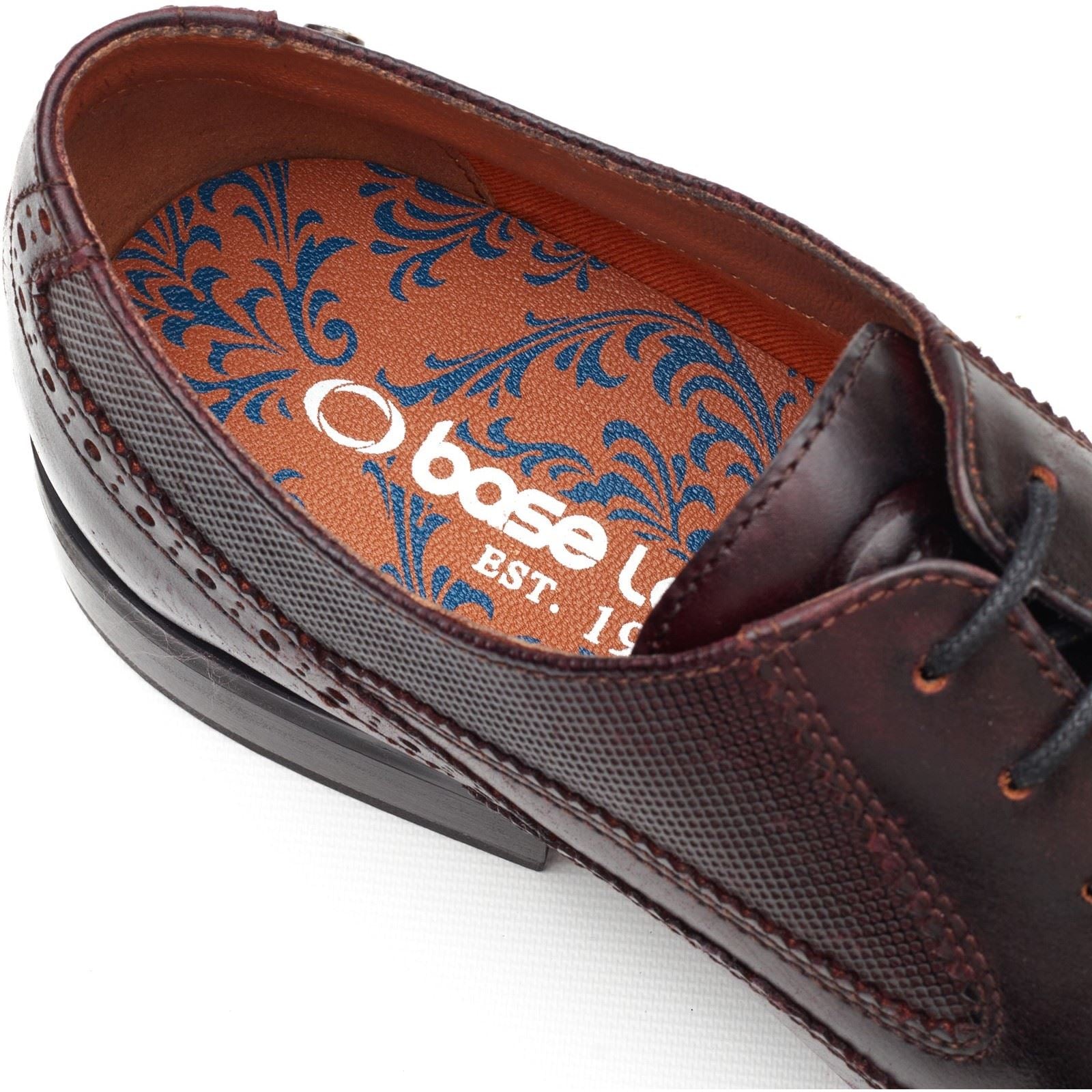 Base London Steeple Brogue Leder Herren Burnt Brown Brogues Schuhe