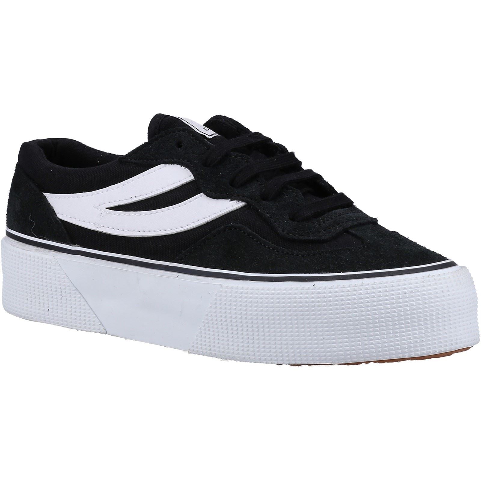 Superga 3041 Revolley Colorblock Platform Leder Damen Sneaker Schwarz/Weiß
