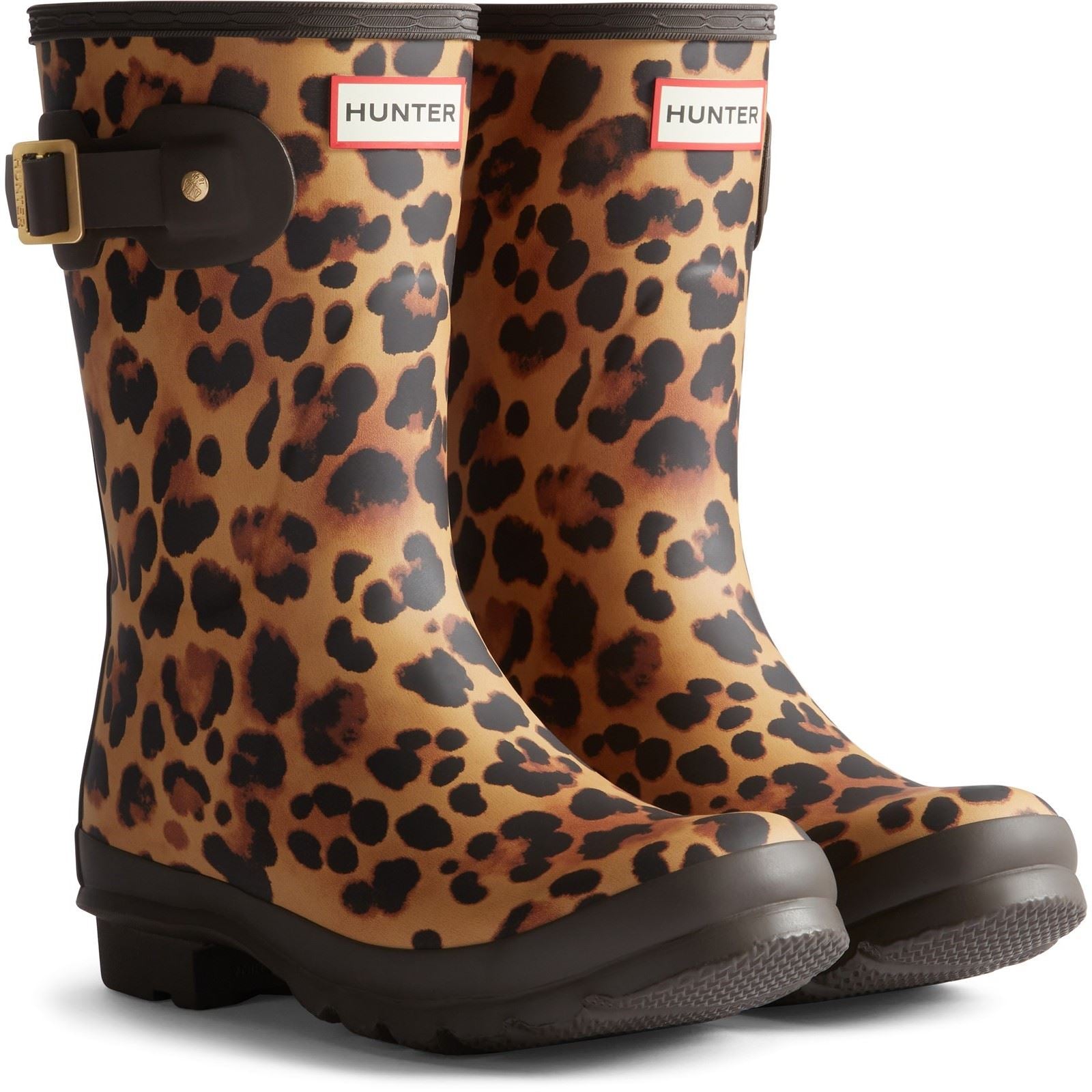 Hunter Original Damen Leopardmuster/Schokoladenbraune Gummistiefel