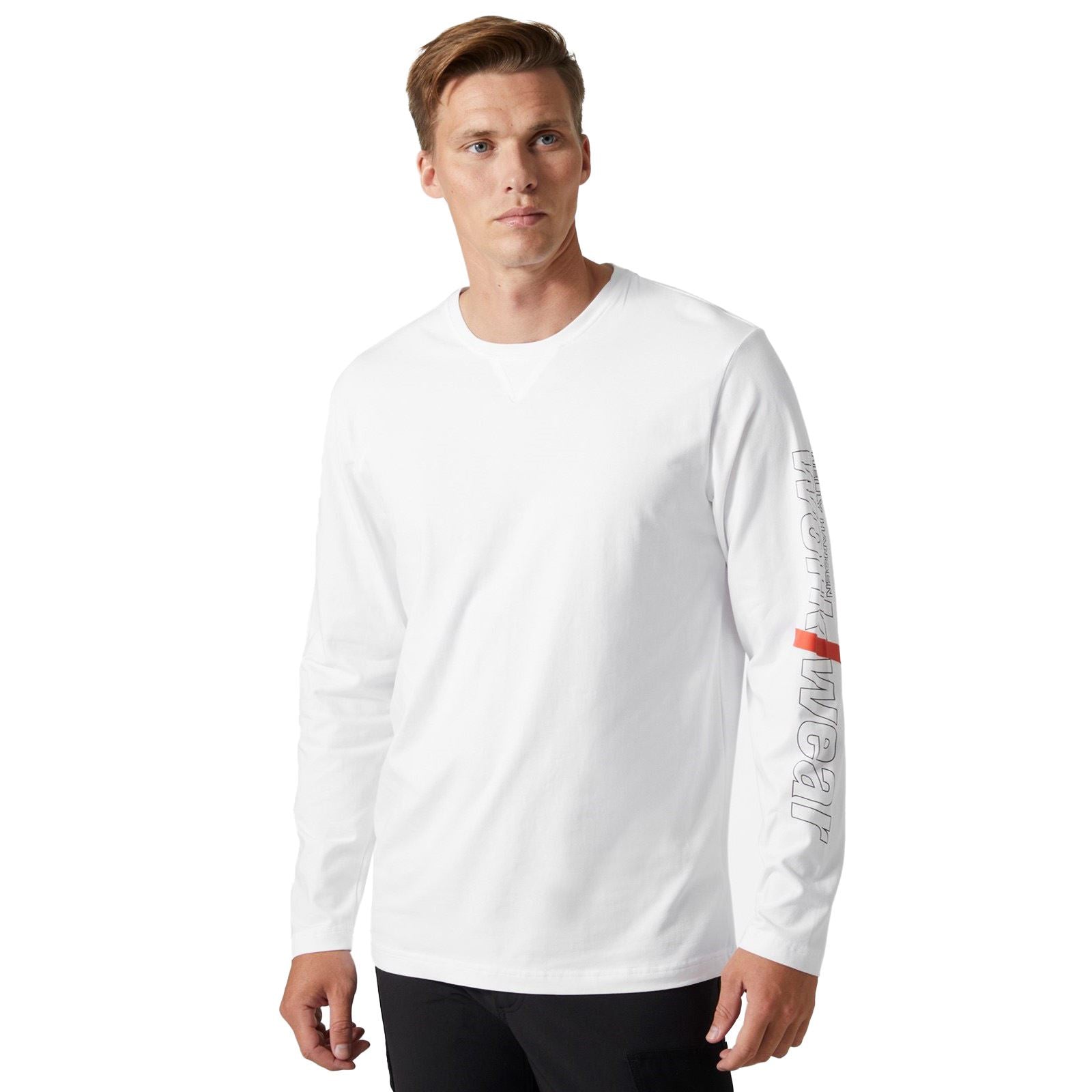 Helly Hansen Workwear Logo Longsleeve Baumwolle Herren Weißes T-Shirt