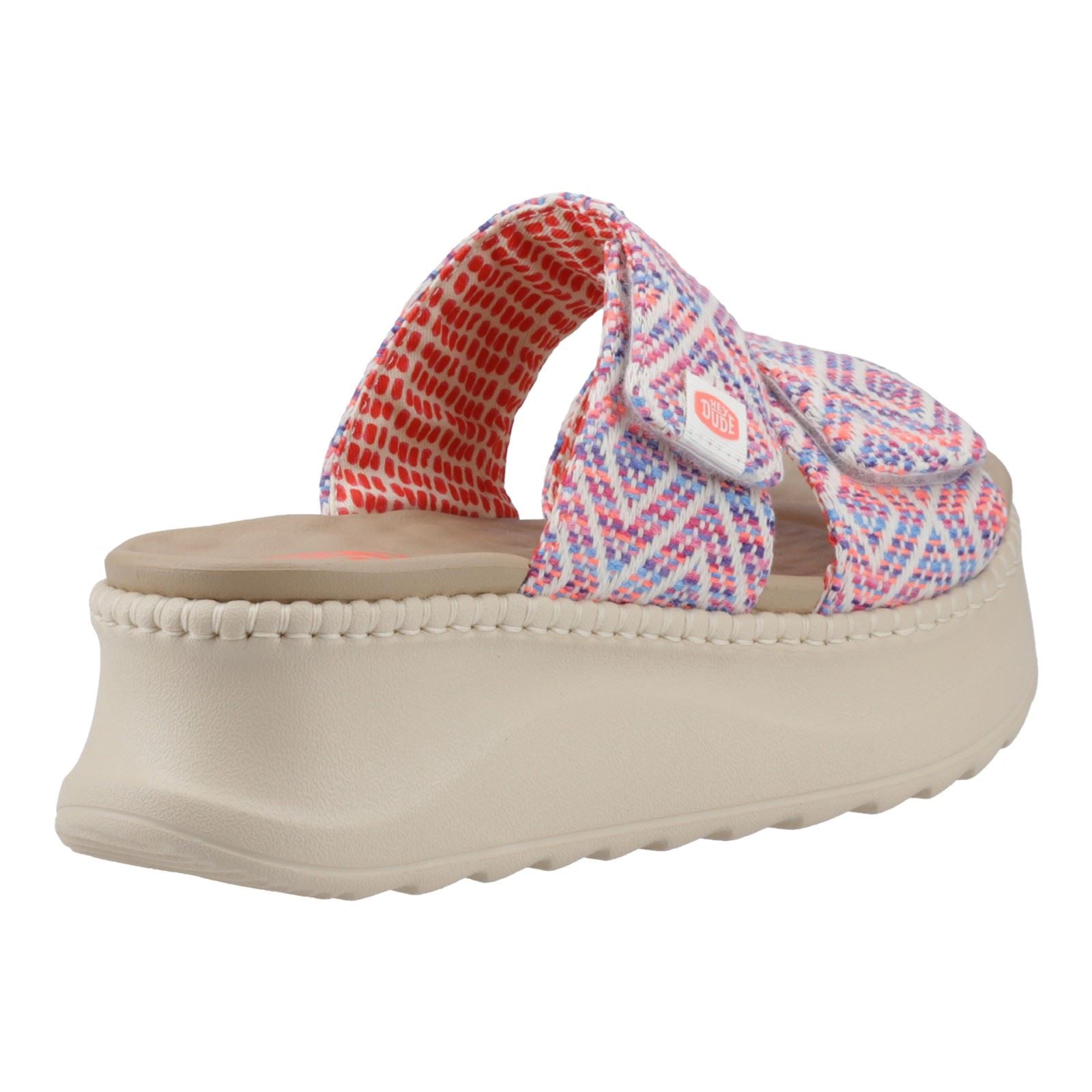 HEYDUDE Delray Slide Surf Baja Polyester Mischung Damen Sandalen In Blau/Rosa/Mehrfarbig