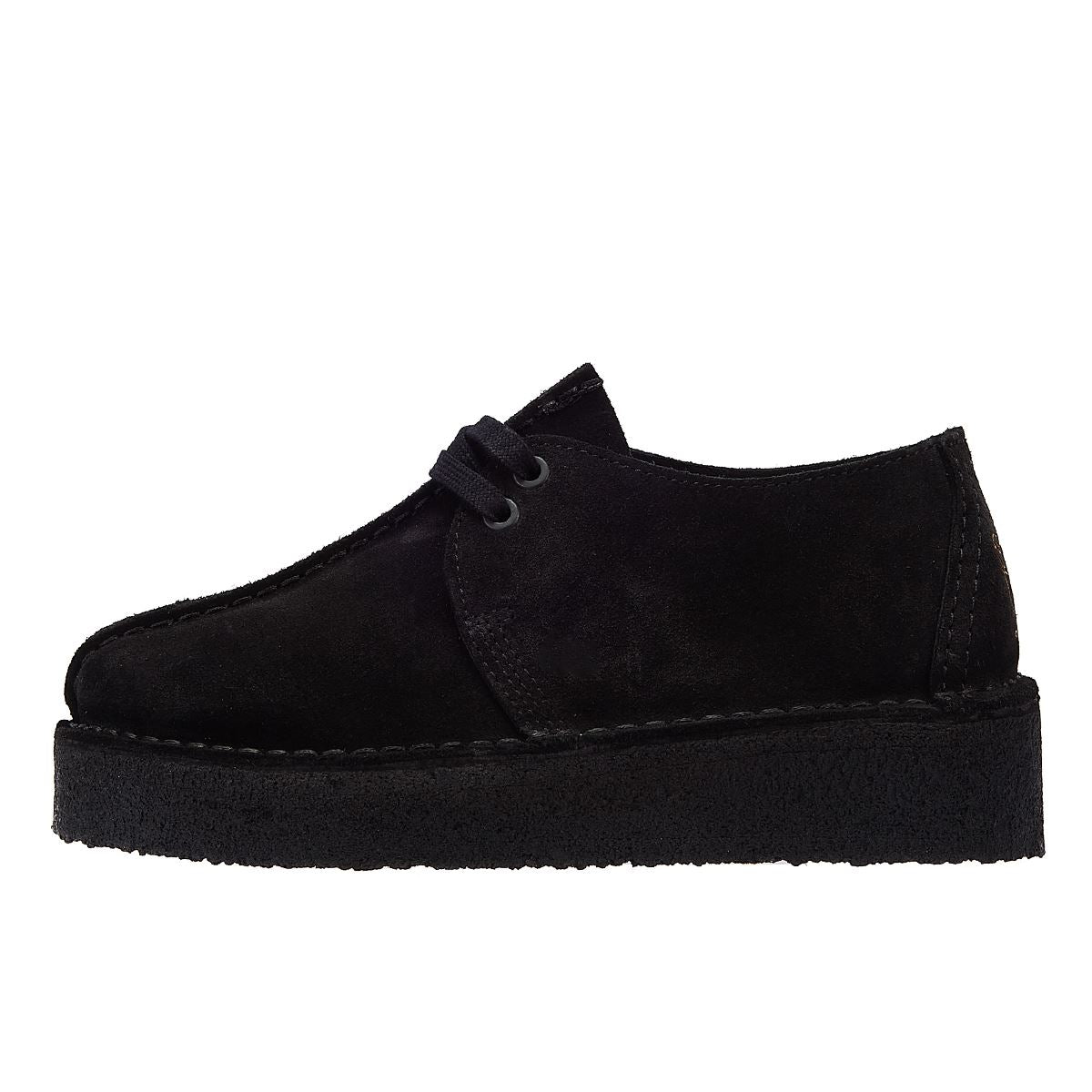 Clarks Trek Wedge Wildleder Damen Schwarze Komfortschuhe