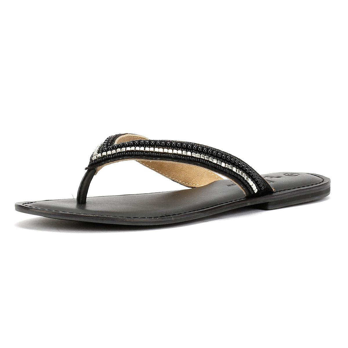 Tower London Metallic Bead Thong Damen Schwarze Farbe Sandalen