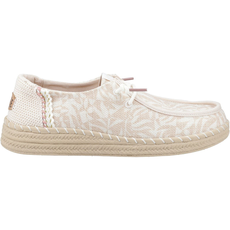 HEYDUDE Wendy Espadrille Retro Palm Damen Espadrilles In Hellem Rosa/Weiß Aus Baumwollmischung.