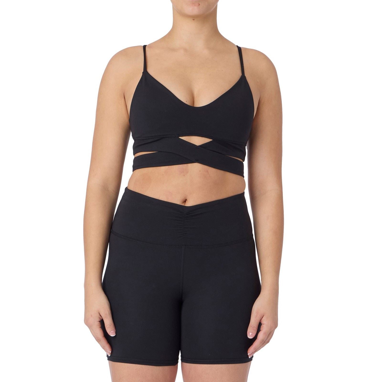 Skechers Goflex Slim Wrap Bra Polyester Damen Schwarzer Sport-Bh