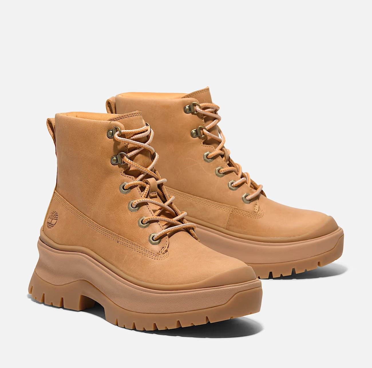Timberland Roxie Lane Mid Lace Leder Damen Gelbe Stiefel
