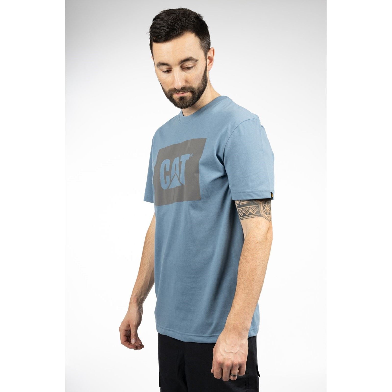 Caterpillar Graphic Baumwoll Herrenblaue T-Shirts Mit Kurzen Ärmeln