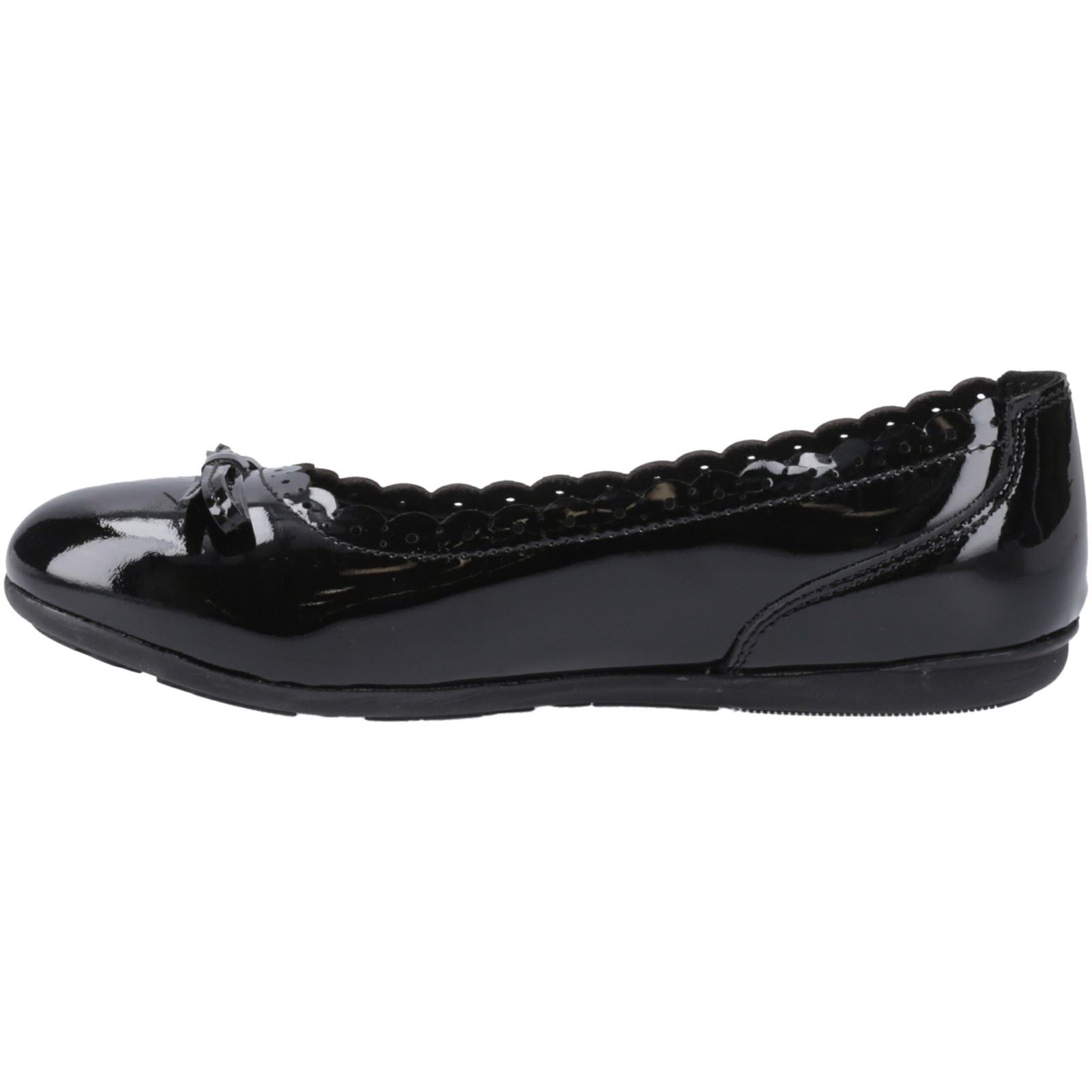 Hush Puppies Lillie Ballerina Patent Mädchenschwarze Ballettschuhe Aus Leder