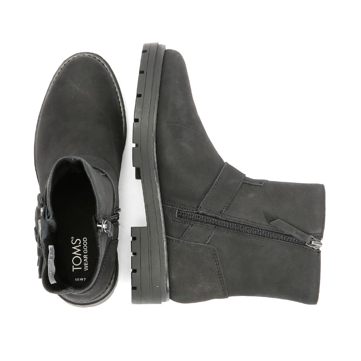 TOMS Ionie Moto Nubuck Damen Schwarze Stiefel