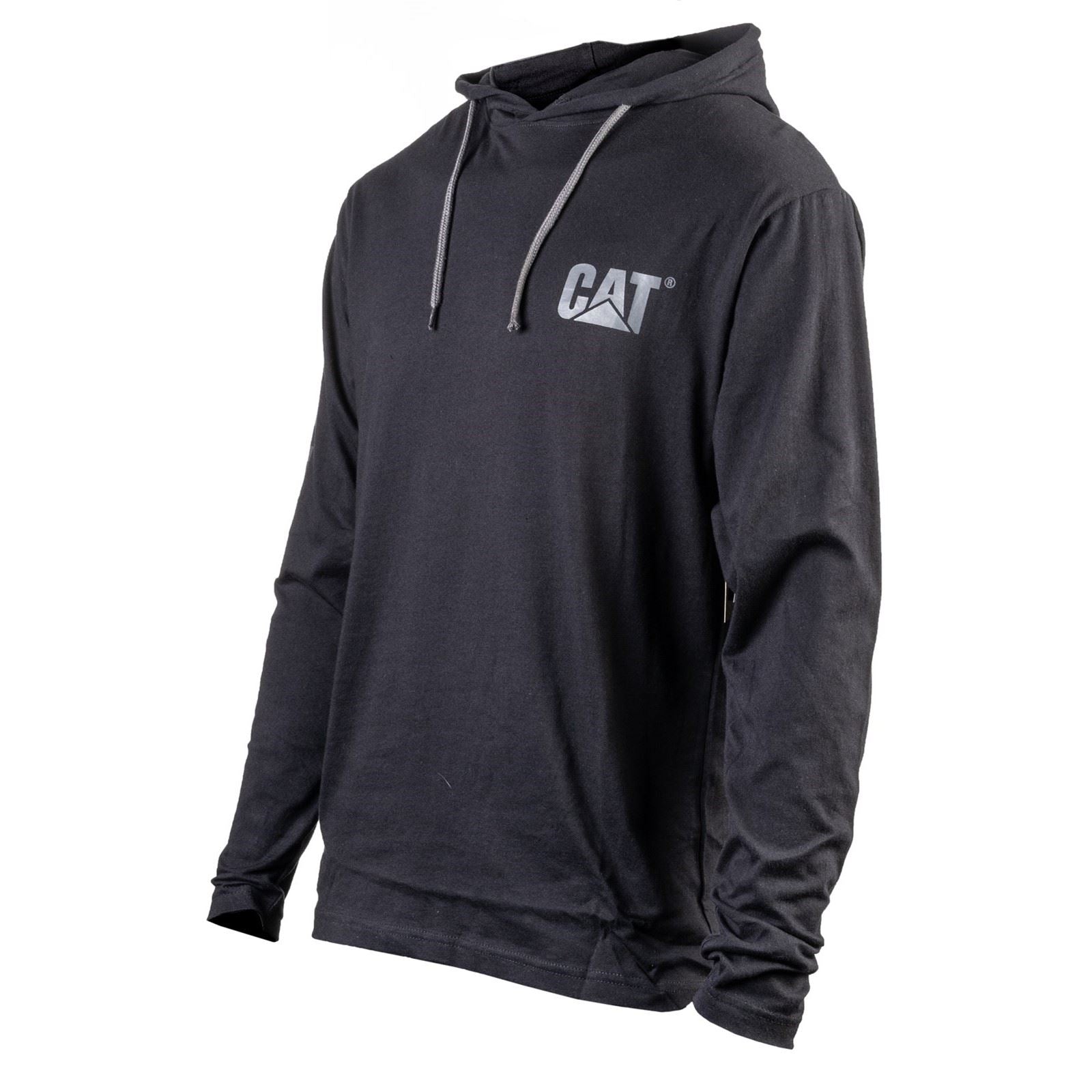 Caterpillar Hooded Long Sleeve Baumwoll Herren Schwarzes T-Shirt