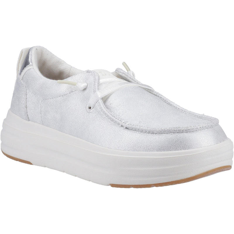 HEYDUDE Wendy Nova Shimmer Polyester Damen Schneeweiße Mokassin Schuhe