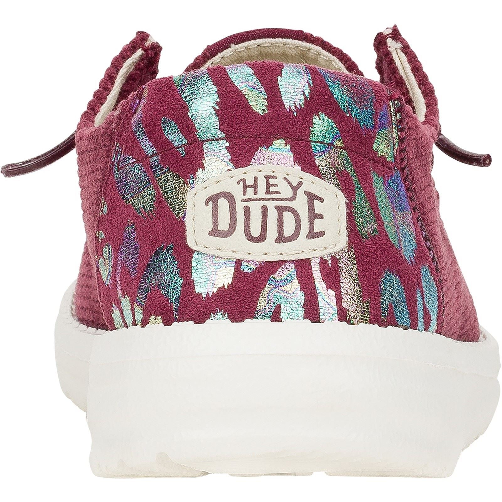 HEYDUDE Wendy Corduroy Leo Polyester Damen Burgunderfarbene Slipper
