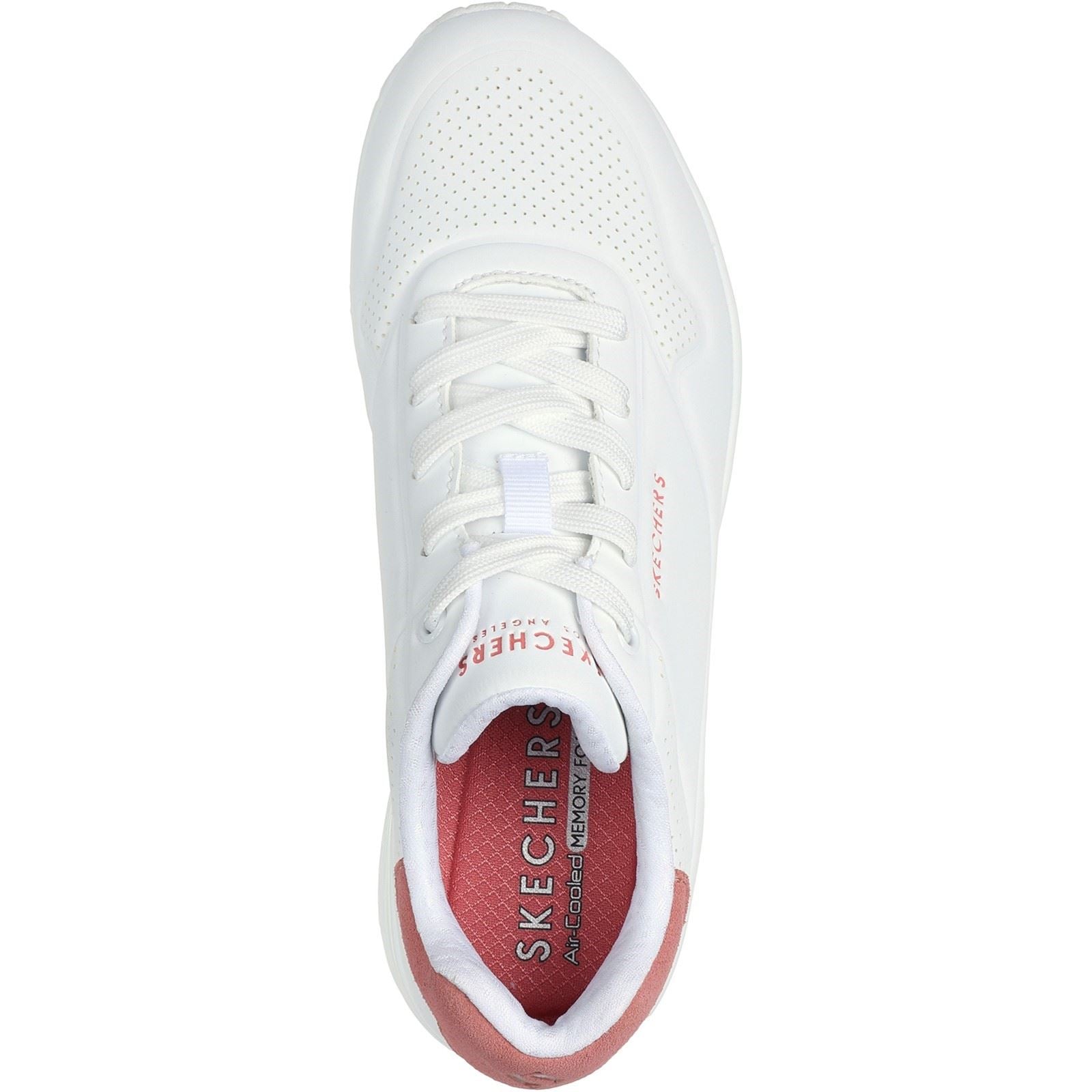 Skechers Uno - Pop Back Synthetische Damen Sneaker In Weiß/Koralle
