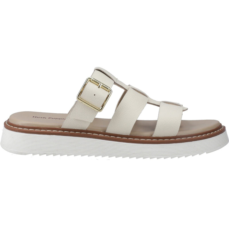 Hush Puppies Celeste Slide Damen Sandalen Aus Cremefarbenem Leder