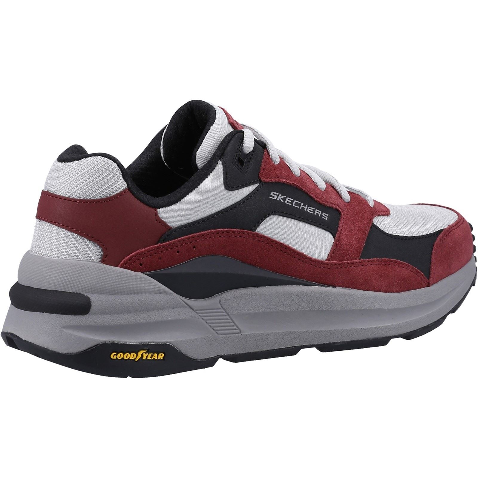 Skechers Global Jogger Leder-Herren-Burgunder-Sneakers