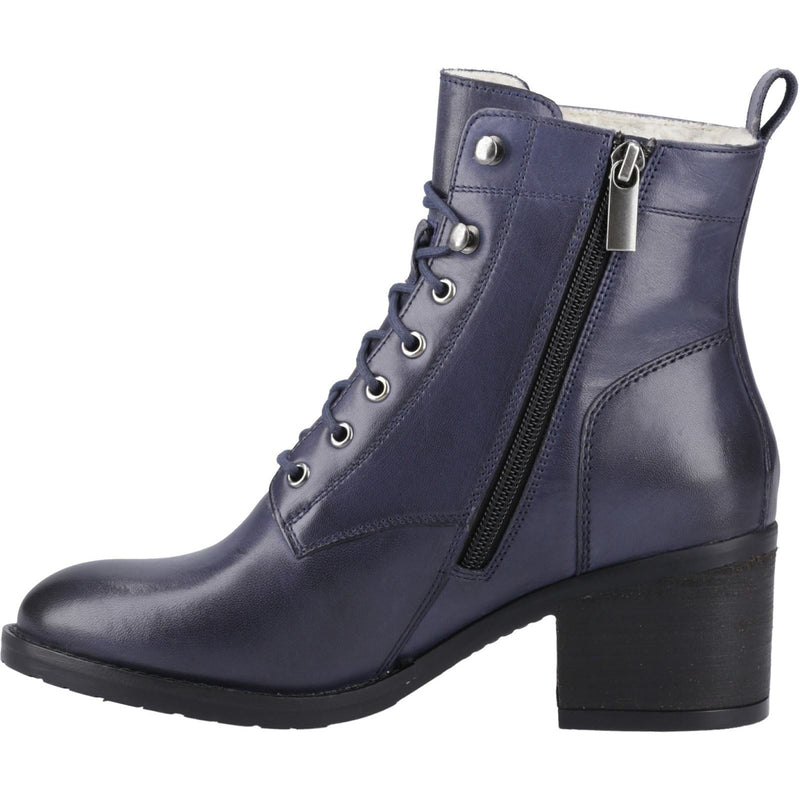 Hush Puppies Harriet Damen Stiefeletten mit hohem Absatz aus navyblauem Leder