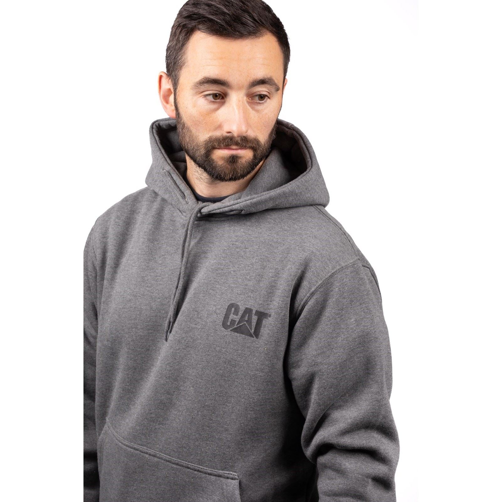 Caterpillar Trademark Banner Baumwoll Herren Graues Kapuzensweatshirt