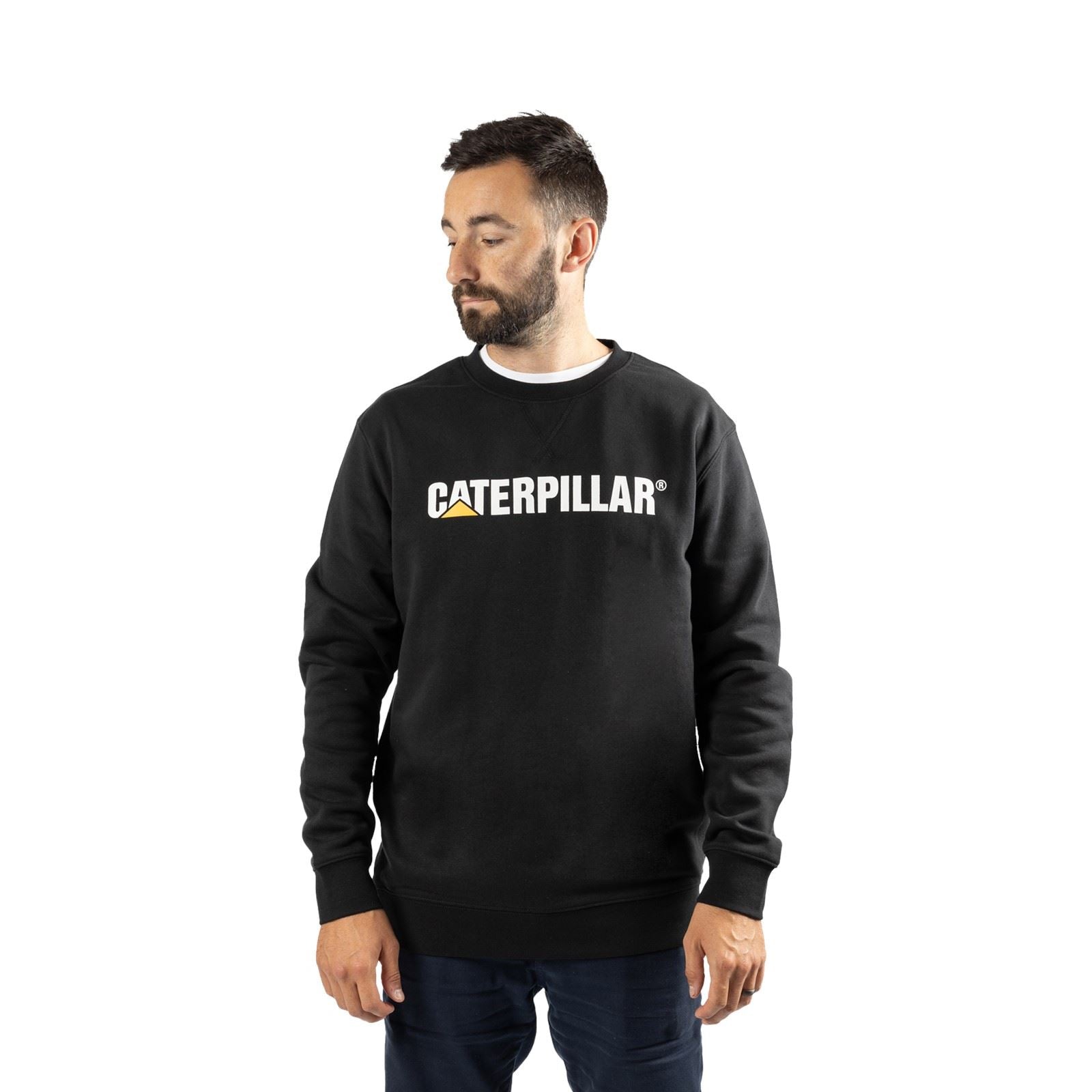 Caterpillar Midweight Crewneck Baumwolle Herren Schwarze Sweatshirt
