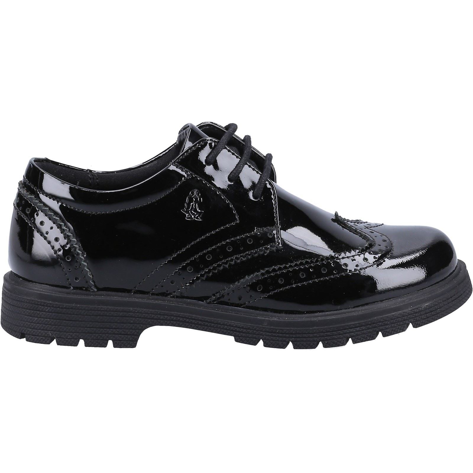 Hush Puppies SALLY PATENT JUNIOR Mädchen Brogues Aus Schwarzem Leder