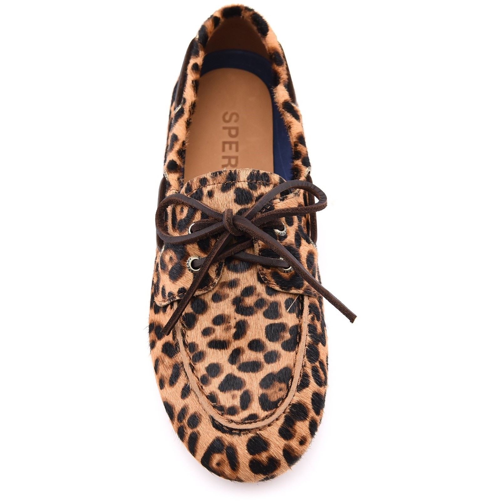 Sperry Slimboat Leder Damen Leopard Bootsschuhe