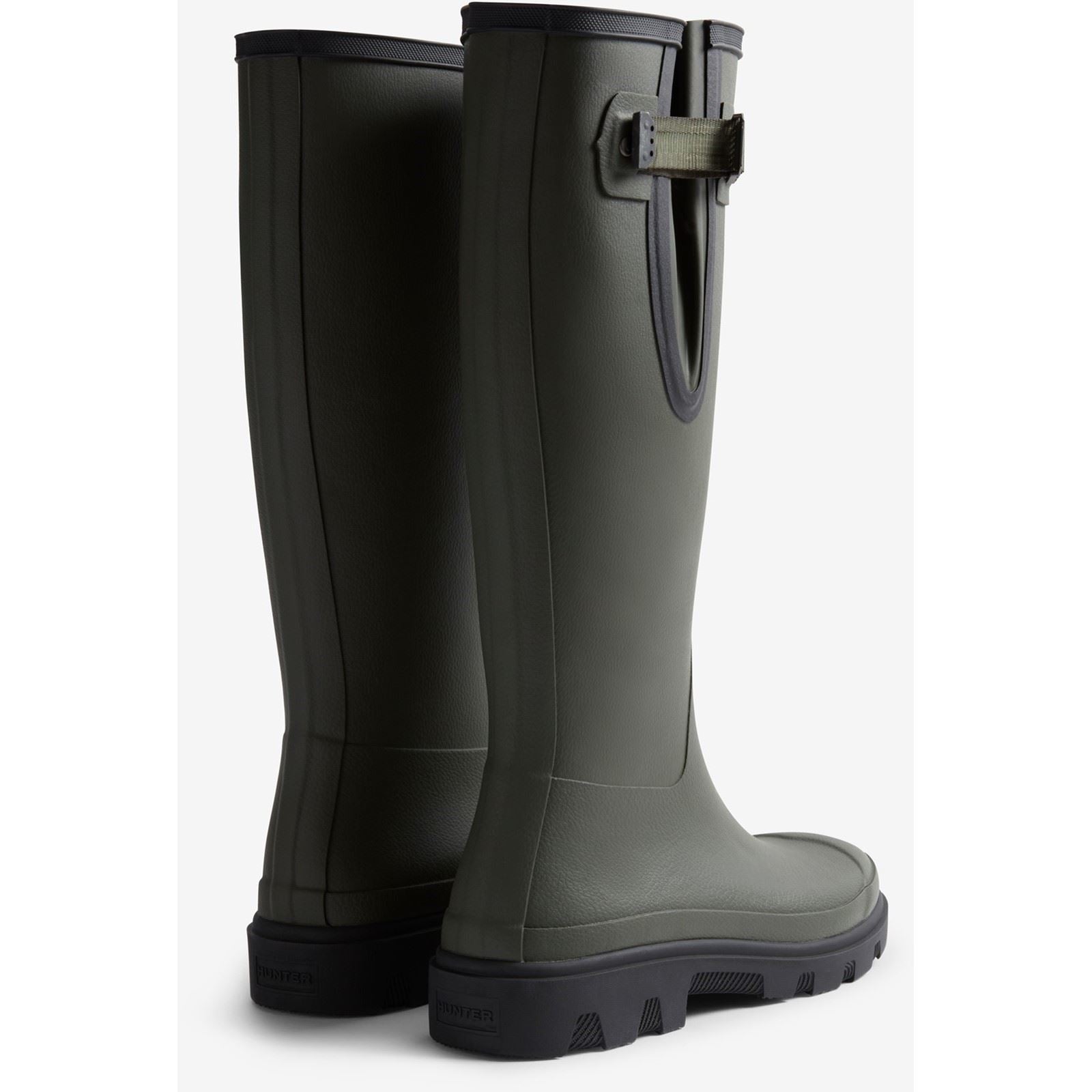 Hunter Downpour Adjustable Boot Damen Gummistiefel In Dunkeloliv/Schwarz